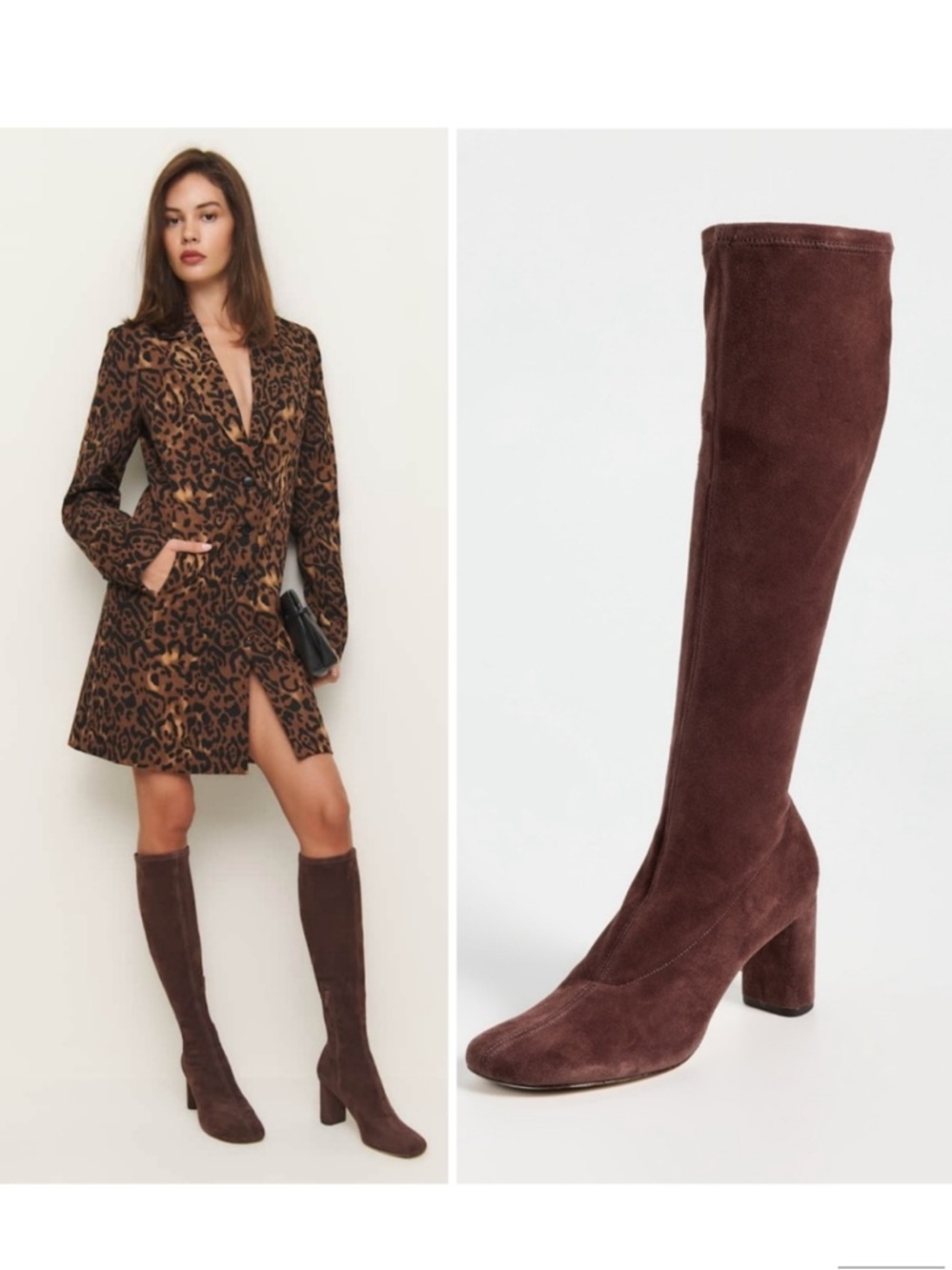 NWT Reformation Belinda Stretch Suede Knee high Boots in Oak Size 7